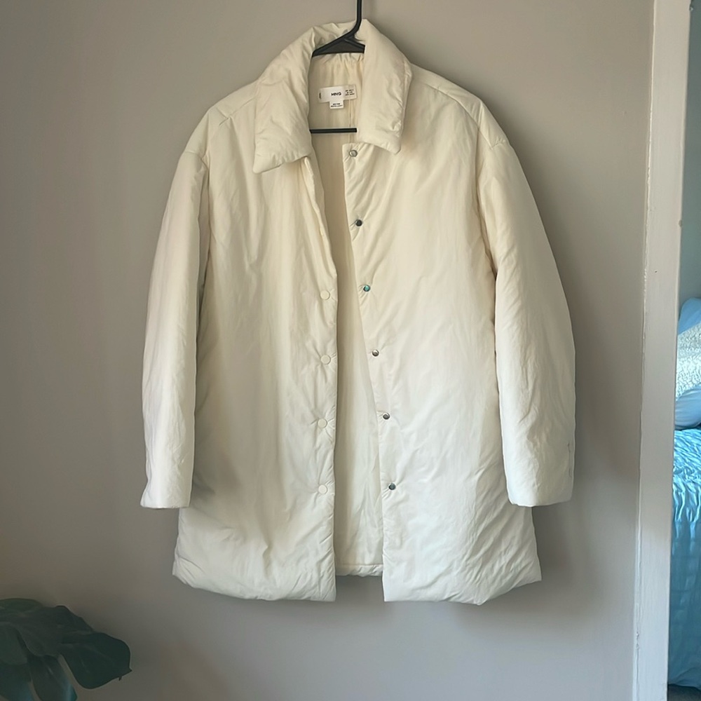 MANGO White Winter Jacket Water Repellent
